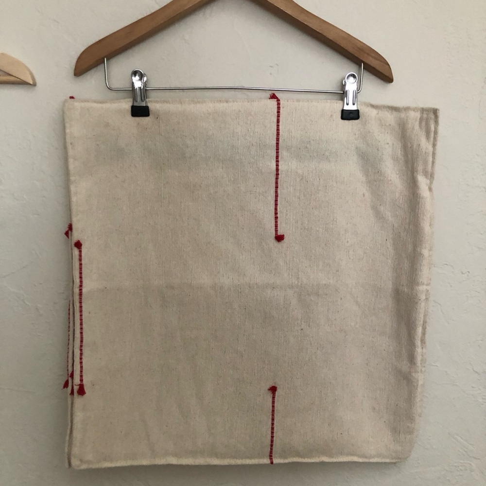 Oaxacan pillow shams x3 (two with red and one textured white)